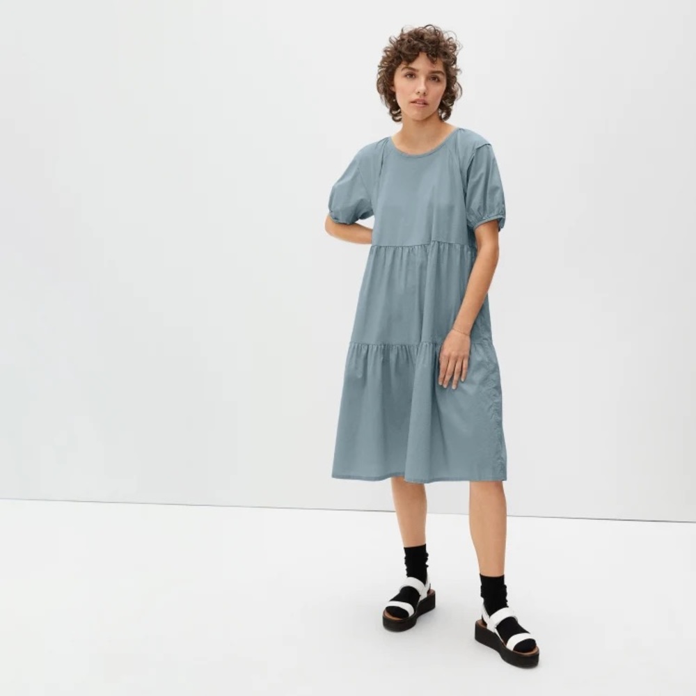 NWT Blue Everlane Tiered Cotton Dress
